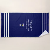 Drie Stripes voor de bemanning - voeg Naam of Ande Strandlaken (Voorkant)