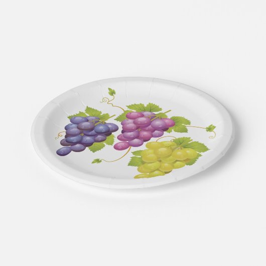 Drie stukjes druiven papieren bordje (Gekanteld)