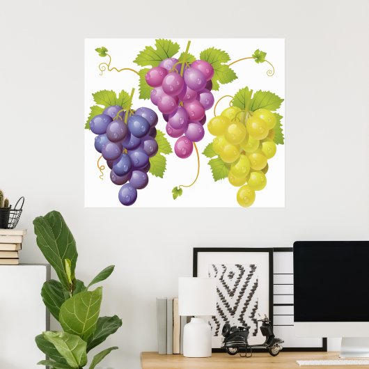 Drie stukjes druiven poster (Thuiskantoor)
