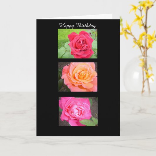 Drie Stunning Rozen Kaart (Gele Bloem)