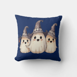 Drie Super Schattige Geesten Donkerblauwe Hallowee Kussen