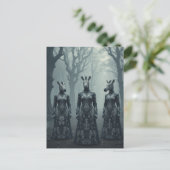 Drie surreële vrouwen met zebra hoofden in het bos briefkaart (Staand voorkant)