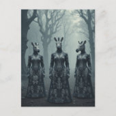 Drie surreële vrouwen met zebra hoofden in het bos briefkaart (Voorkant)