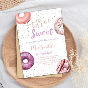 Drie Sweet Donut verjaardagsuitnodiging Kaart