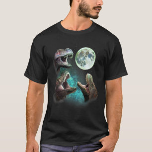 Drie T Rex Dinosaurs Howl bij Moon 3 Wolves Parody T-shirt