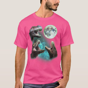 Drie T-rex dinosaurussen huilen bij parodie op Moo T-shirt