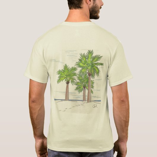 DRIE T-shirts met PALMS (bedrukt) (Achterkant)