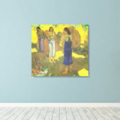 Drie Tahitiaanse vrouwen tegen een geel Canvas Afdruk (Insitu (Houten vloer))