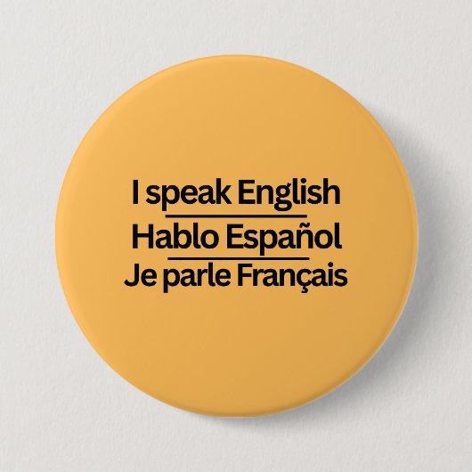 Drie-talige "Ik spreek"-spelden Ronde Button 7,6 Cm (Voorkant)