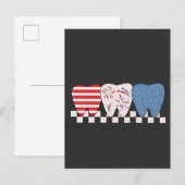 Drie tanden grafisch ontwerp 4 juli aankondigingskaart (Voorkant / Achterkant)