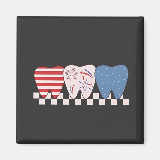 Drie tanden grafisch ontwerp 4 juli magneet (Voorkant)