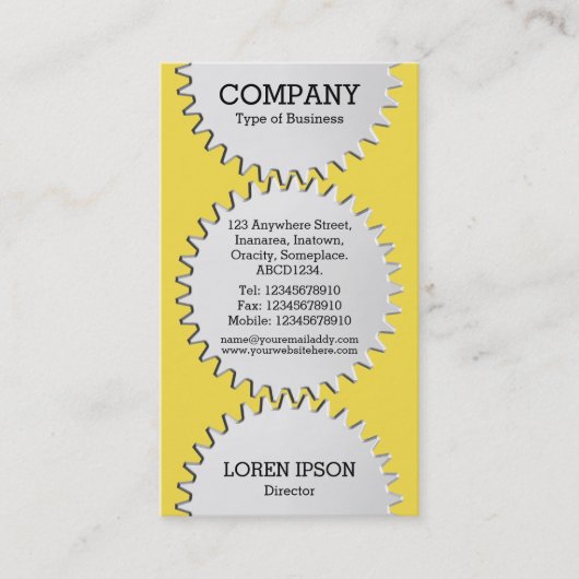 Drie tandwielen - #F5DD4B | geel Visitekaartje (Voorkant)