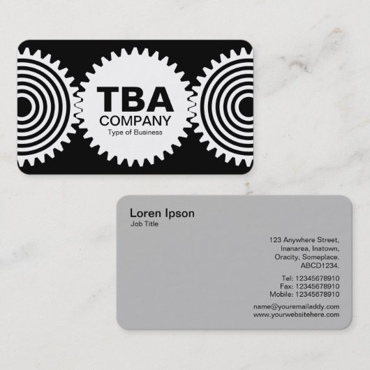 Drie tandwielen v3 - zwart en wit visitekaartje (Voorkant / Achterkant)