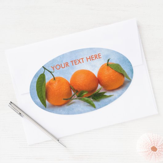 Drie Tangerines Ovale Sticker (Envelop)