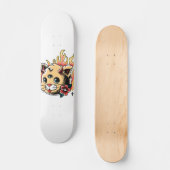 Drie Tattoo van Eyed Cute Kitten Flames Persoonlijk Skateboard (Voorkant)