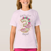 Drie Tea Party Birthday Girl | Floral T-shirt (Voorkant)