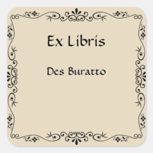  Drie Teardrop Bamboe Swirl Bookplate Vierkante Sticker