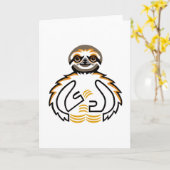 Drie-tenige SLOTH - Bedreigde dieren grafiek Kaart (Gele Bloem)