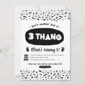 Drie Thang, 90s Hip Hop Birthday Party Invitation Kaart (Voorkant)