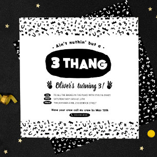 Drie Thang, 90s Hip Hop Birthday Party Invitation Kaart