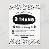 Drie Thang, 90s Hip Hop Birthday Party Invitation Uitnodiging Briefkaart (Voorkant)