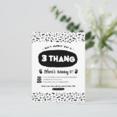 Drie Thang, 90s Hip Hop Birthday Party Invitation Uitnodiging Briefkaart (Staand voorkant)