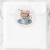 Drie theekopjes ronde sticker (Tas)