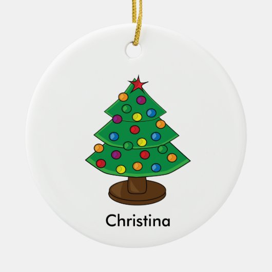 Drie-tier kerstboom gepersonaliseerd keramisch ornament (Voorkant)