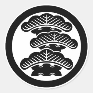 Drie-tiered pijnboom R in cirkel Ronde Sticker