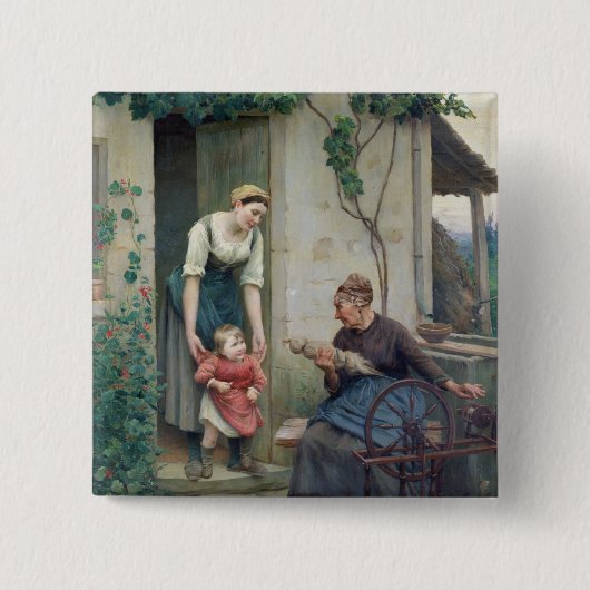 Drie tijdperken vierkante button 5,1 cm (Voorkant)