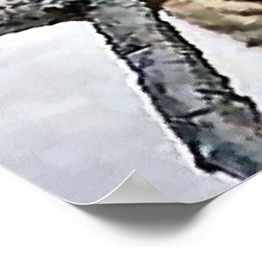 Drie tijger kubussen in sneeuwkunst poster (Hoek)