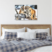 Drie tijgerkubussen spelen canvas afdruk (Insitu (Slaapkamer))