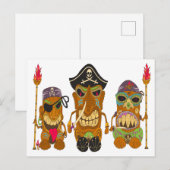 Drie Tiki piraten, grappig Briefkaart (Voorkant / Achterkant)
