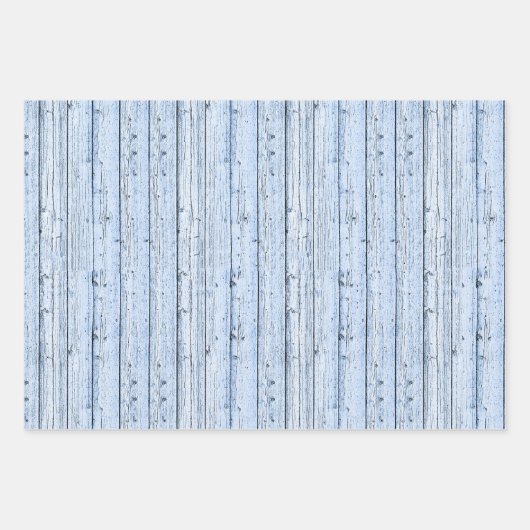 Drie tinten blauw knoestig hout inpakpapier vel (Voorkant 2)