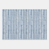 Drie tinten blauw knoestig hout inpakpapier vel (Voorkant)