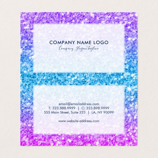 Drie tinten faux glitter visitekaartje (Binnenkant ongevouwen)