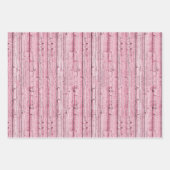 Drie tinten roze knoestig hout inpakpapier vel (Voorkant)