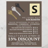 Drie toetsen en Logo, Locksmith Adverteren Flyer (Voorkant)