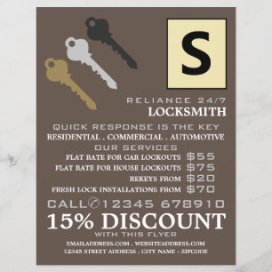 Drie toetsen en Logo, Locksmith Adverteren Flyer