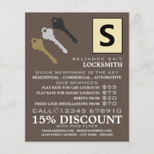 Drie toetsen en Logo, Locksmith Adverteren Flyer