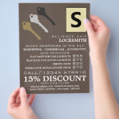 Drie toetsen en Logo, Locksmith Adverteren Flyer (Hand)