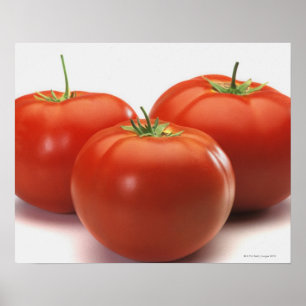 Drie tomaten aan de balie, close-up poster