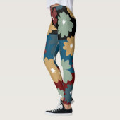 Drie tonerzwarte blauwe en geweerde bloemige kunst leggings (Links)