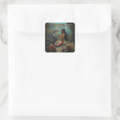 Drie tongen vierkante sticker (Tas)