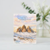 Drie Toppen van Lavaredo | Waterverf Berg Briefkaart (Staand voorkant)