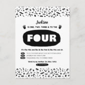 Drie tot vier, 90s 's Hop Birthday Uitnodiging Briefkaart (Voorkant)