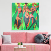 Drie traditionele etnische zwarte vrouwen dansen canvas afdruk (Insitu (Woonkamer))