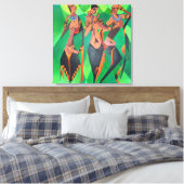 Drie traditionele etnische zwarte vrouwen dansen canvas afdruk (Insitu (Slaapkamer))