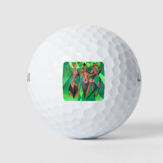 Drie traditionele etnische zwarte vrouwen dansen golfballen (Voorkant)