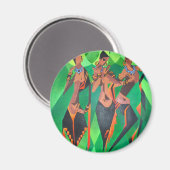 Drie traditionele etnische zwarte vrouwen dansen magneet (Voorkant / Achterkant)
